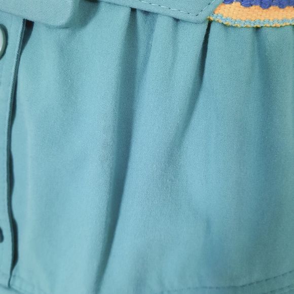 Vintage 80s Day Dress size 4 Emerald Green Cotton Blend with Contrasting Belt - Picture 7 of 7